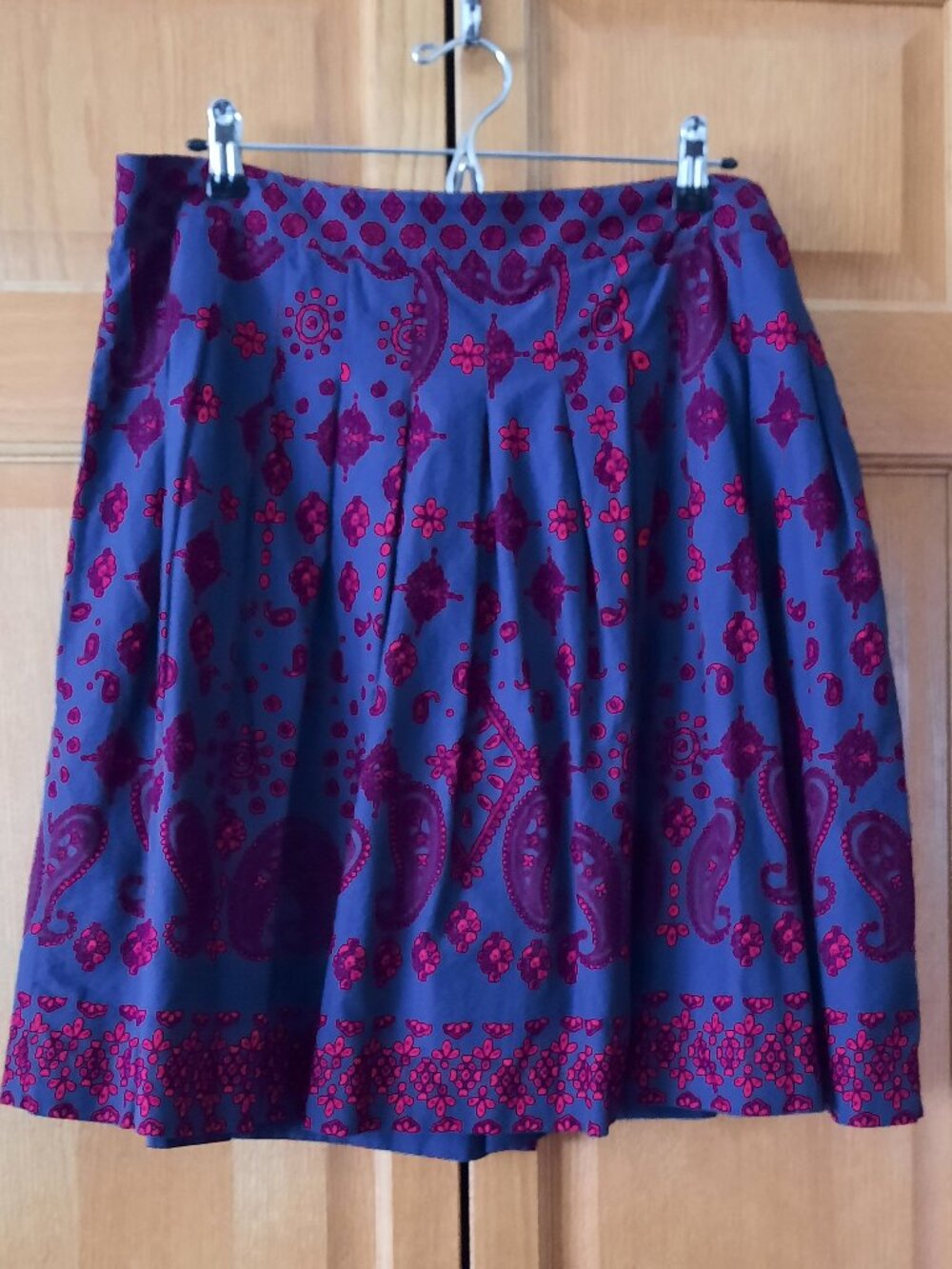 Skirt, Talbots Petites, Navy & Red Bandana Print